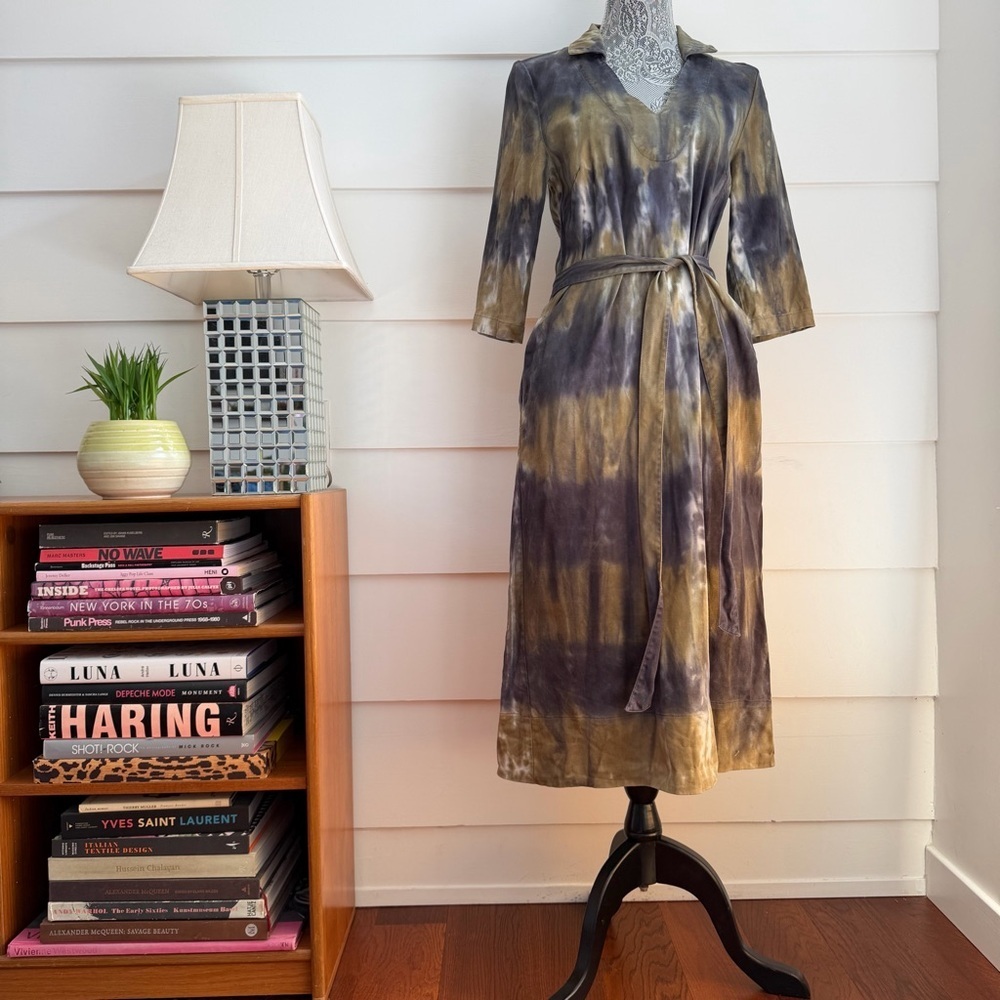 Raquel Allegra Cotton Tie Dye Belted Midi Dress size 1/ Small